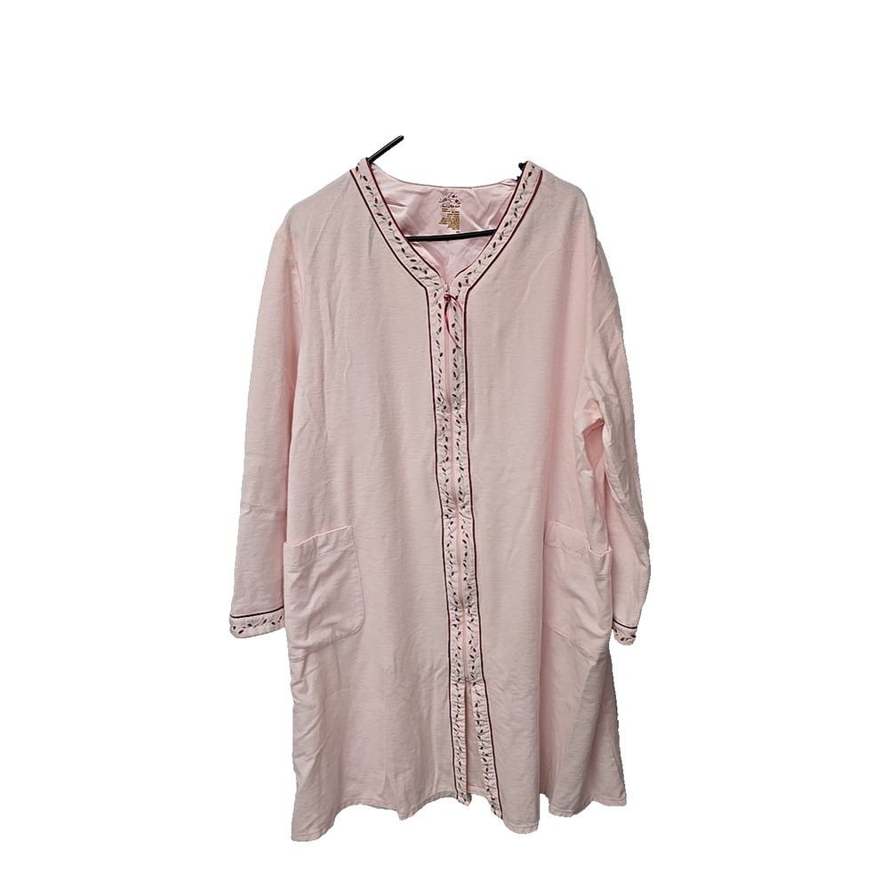 Vtg Secret Treasures Pink Floral Zip Front Sleepwear Housecoat Womans Size 3X